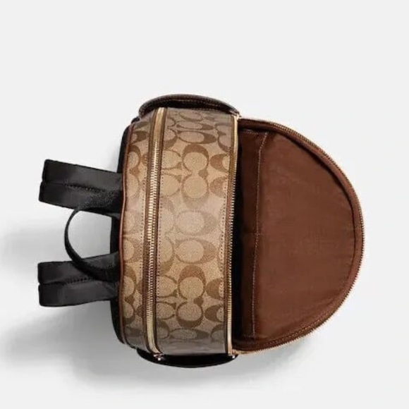 NWT Coach 5671 Court Backpack In Signature Canvas Khaki Saddle Brown Medium Bag - Picture 4 of 16